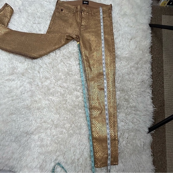 Hudson Jeans Nico Snake Embossed Gold Metallic Skinny Jeans - Picture 15 of 16
